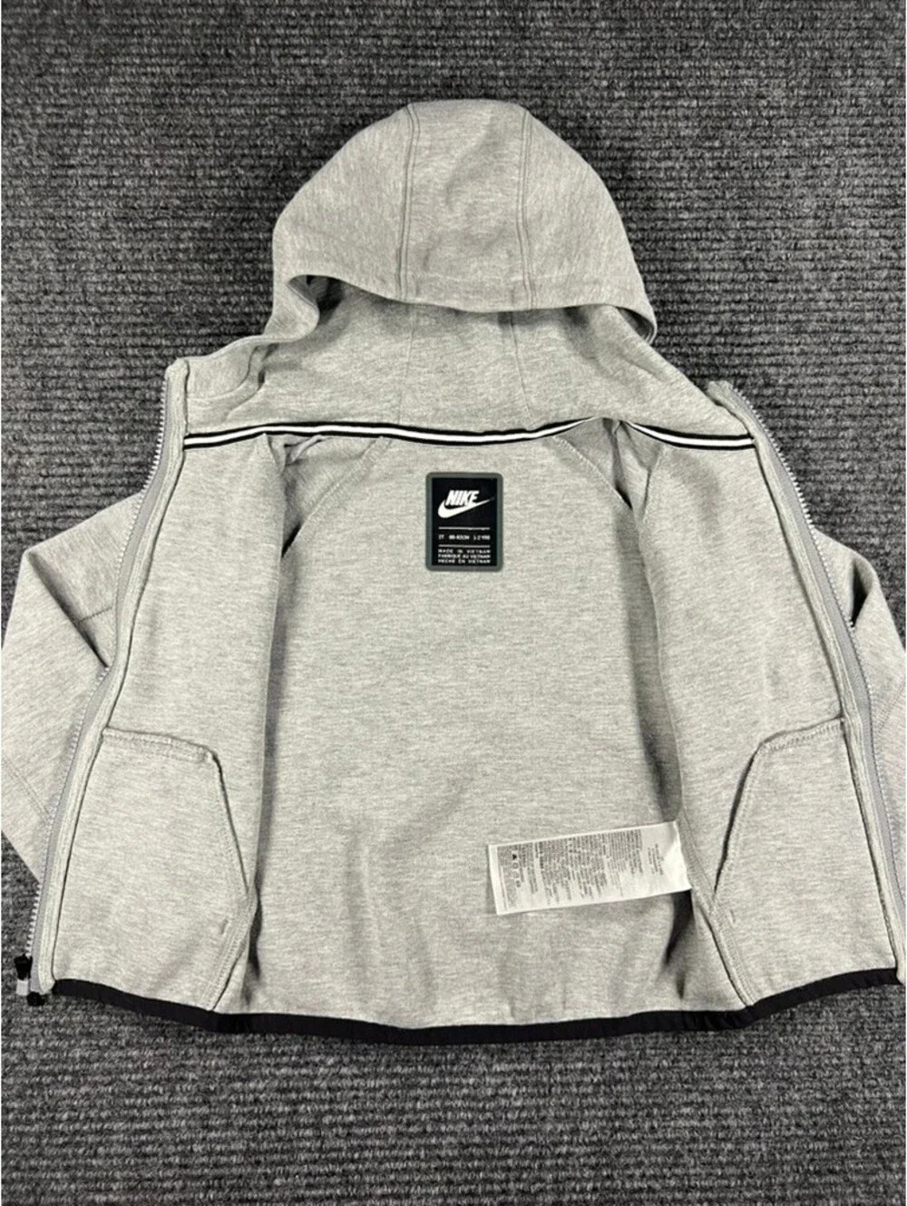 Nike Tech Toddler 2T Grey Hooded Zip-Up Jacket
